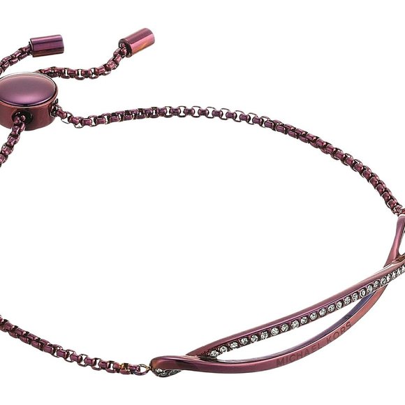 Michael Kors Purple-Tone Stainless Steel Pave Wavy Slider Bracelet - Picture 2 of 2